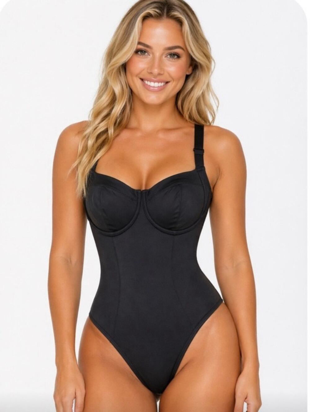 TA3 Hi Cut Lifty Sculpting Corset 1 Pc Swimsuit Black Women L Reg/Long H/I NWT